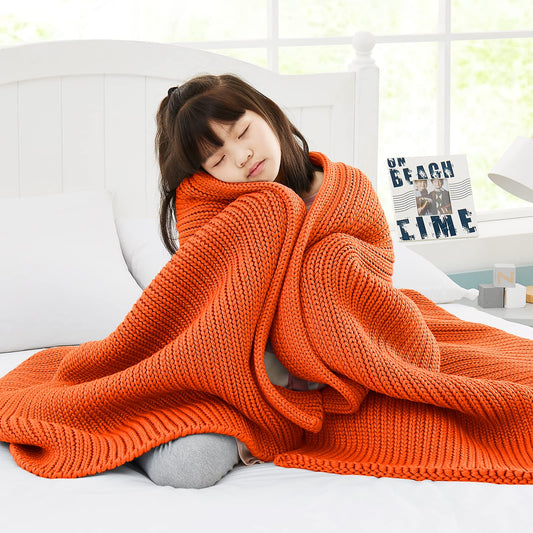 Chunky Knit Cooling Weighted Blanket – Cozy Breathable Throw 7lbs (50x60)