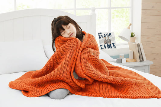 Chunky Knit Cooling Weighted Blanket – Cozy Breathable Throw 7lbs (50x60)